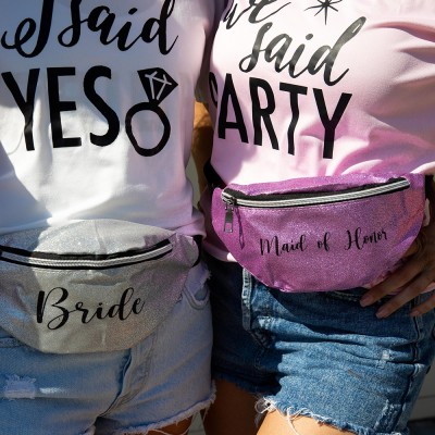 Personalised Sequin Fanny Pack for Hen Party - Sparkly Waist Bag