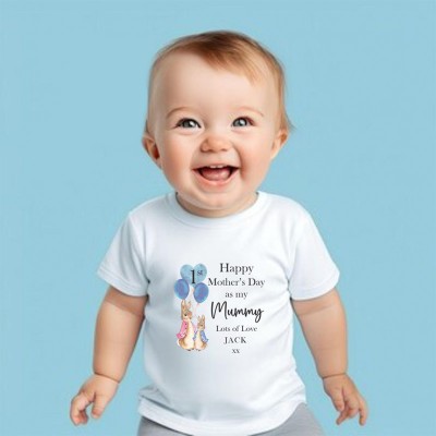 Personalised Rabbit Happy First Mother's Day Mummy Baby Outfit Mother's Day Gift