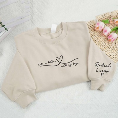 Personalised Embroidered Life Is Better With Boys Sweatshirt and Hoodie Gift For Mum