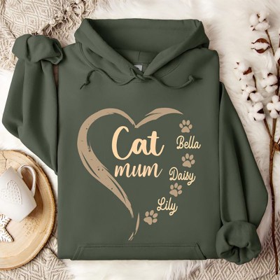 Personalised Cat Name Hoodie Cat Mun Gift Shirt Feline Lady Sweatshirt