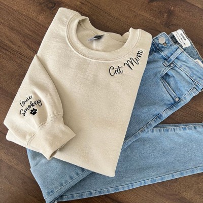 Personalised Embroidered Dog Mum Shirt Gift For Dog Mum Sweatshirt