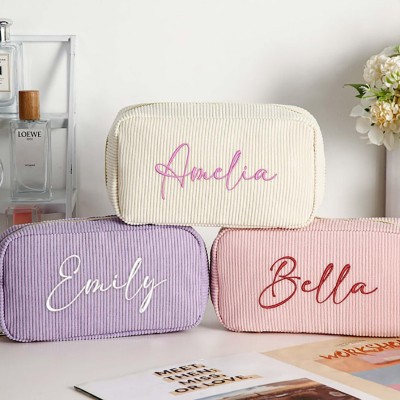 Personalised Embroidered Makeup Bag Travel Lettered Cosmetic Bag