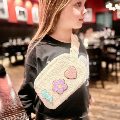 Personalised  Sherpa Belt Bag Child Patch Fleece Belt Bag Gift for Kids