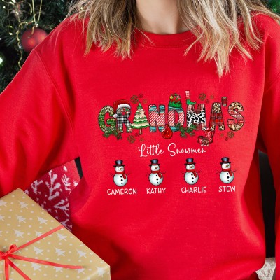 Custom Grandma Nana's Little Snowmen Cute Snowmen Hoodie