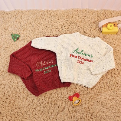Personalized Name Sweater For Babies First XmaS Fist Christmas Gift For Babies