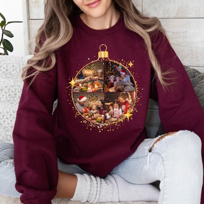 Custom Photo Christmas Sweatshirt Personalized Family Photo Sweatshirt