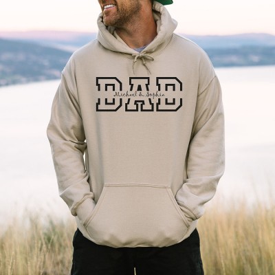 Personalised DAD Sweatshirt Hoodie with Kid's Names XMAS Gift For Him