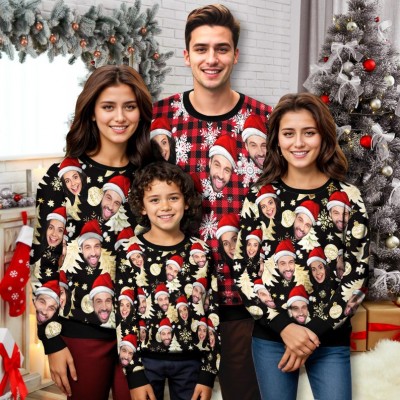 Custom Ugly Christmas Sweater Family Crewneck Sweatshirt Christmas Gift