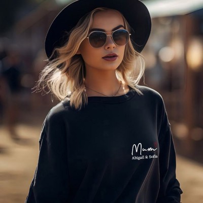 Personalised Mum Sweatshirt with Children Name Happy Mother's Day Gifts