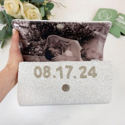 Personalised Beaded Bridal Clutch for Wedding Seed Bead Wedding Clutch Bag