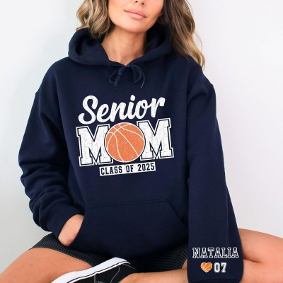 Personalised Senior Basketball Mum Sweatshirt Mum Name on Sleeve Sweatshirt