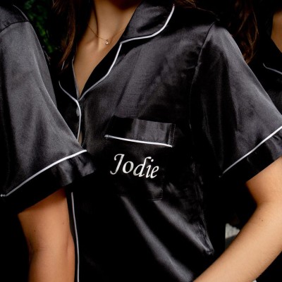 Personalised Bridesmaid Pjs Short Sleeves and Pants with Names