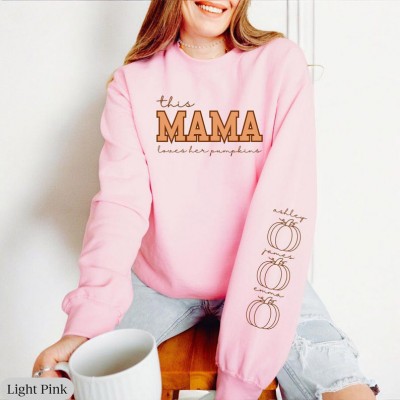 Custom Mama's Pumpkins Sleeve Print Sweatshirt