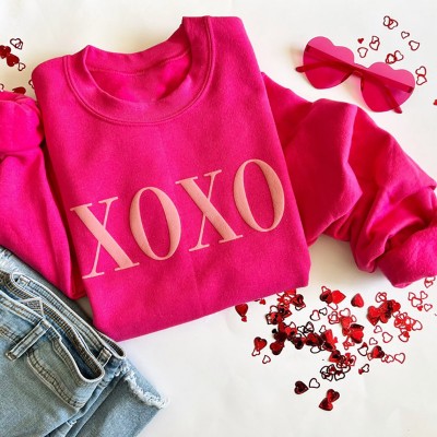 Personalised Puff Print XOXO Valentine's Sweatshirt Gift for Her or Him