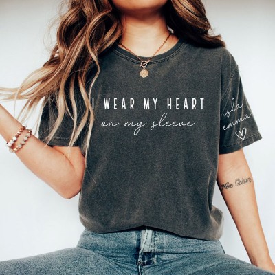 Personalised I Wear My Heart On My Sleeve Sweatshirt Mother's Day Gift