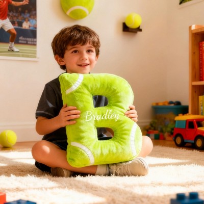 Personalised Tennis Letter Pillow with Kids Name Sports Room Decor Xmas Gift