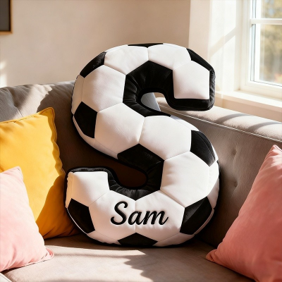 Personalised Soccer Ball Letter Pillow with Name Sport Lover Gift Children Xmas Gift