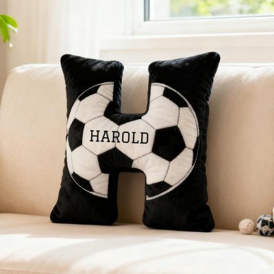 Personalised Soccer Letter Shaped Pillow with Name Sports Fans Xmas Gift for Kids