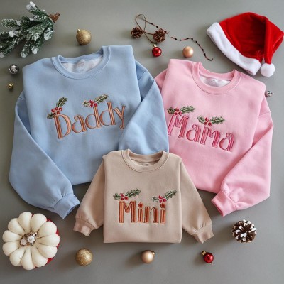 Custom Embroidered Family Sweatshirt Matching Christmas Shirt