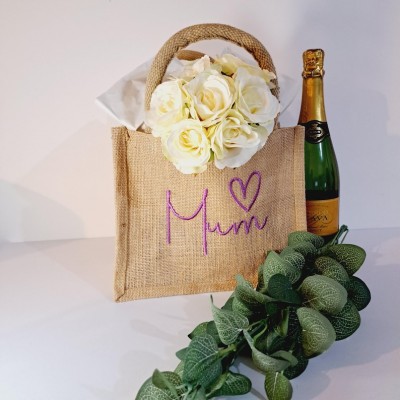 Personalised Embroidered Mother's Day Jute Bag Canvas Bag