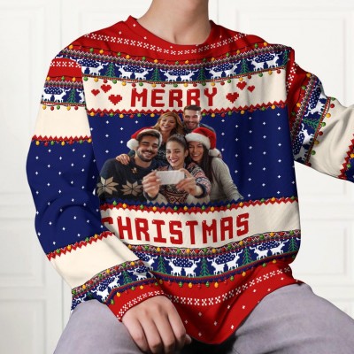 Custom Ugly Christmas Sweater Family Crewneck Sweatshirt Christmas Gift