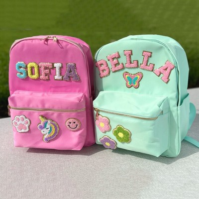 Personalised Book Bag for Kids Backpack with Varsity Letters Back to School Backpack