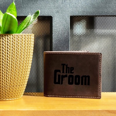 Personalised Engraved The Groom's Crew Leather Wallet