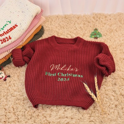 Personalized Name Sweater For Babies First XmaS Fist Christmas Gift For Babies