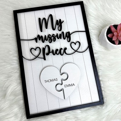 Personalised My Missing Piece Couple Wooden Sign Valentine's Day Anniversary Gift For Couple