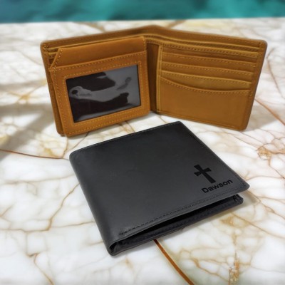 Personalised Engraved Crew Leather Wallet Gift for Him Groomsman Gift