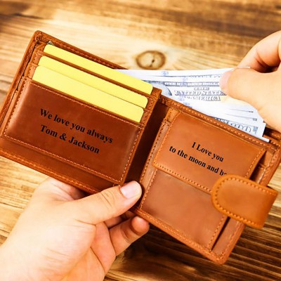 Personalised Engraved Wallet Groomsmen Wallet Leather Wallet