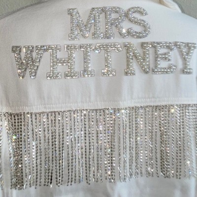Personalised Denim Jacket with Pearls Gift for Bride Mrs Jacket