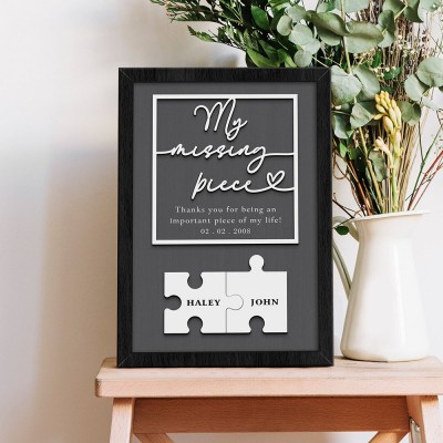 Personalised My Missing Piece Couple Wooden Sign Valentine's Day Anniversary Gift For Couple