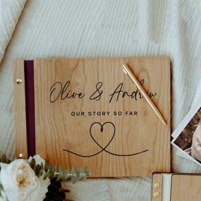 Personalised Wooden Photo Album Valentine's Day Anniversary Gift