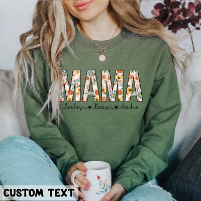 Personalized Retro Floral Mama Crewneck Gift for Mama