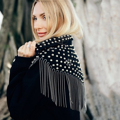 Personalised Wedding Black Bride Denim Jacket Custom Jacket Fringes