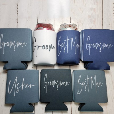 Personalised Groomsmen Proposal Foam Can Coolers Groomsman Gift Ideas