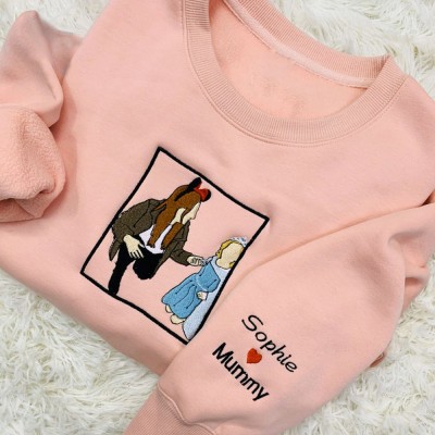 Custom Embroidered Portrait Sweatshirt From Your Photo Gift For Mummy