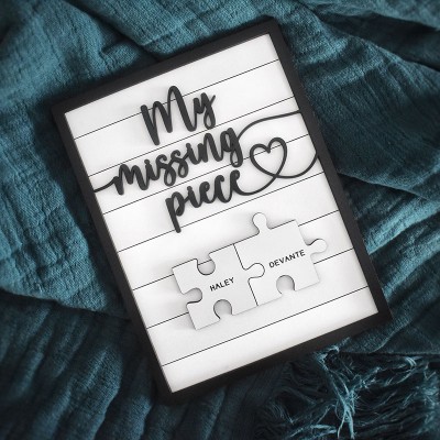 Personalised My Missing Piece Couple Wooden Sign Valentine's Day Anniversary Gift For Couple