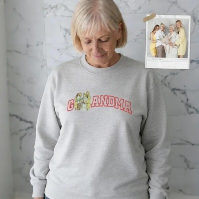 Personalised Embroidered Sweatshirt Mum and Kids Portrait Hoodie Gift For Mum