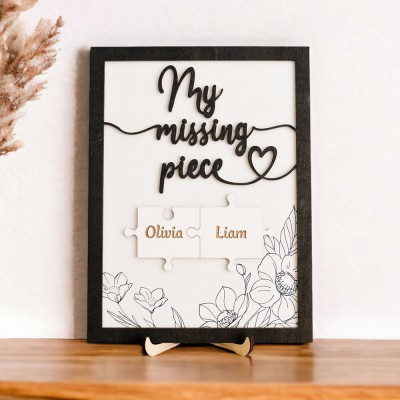 Personalised My Missing Piece Couple Wooden Sign Valentine's Day Anniversary Gift For Couple