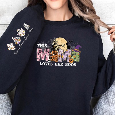 Custom Mama Loves Her Boos Sweatshirt Halloween Gift For Mom
