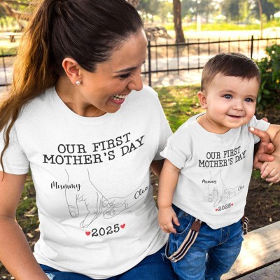 Personalised Mum and Baby Fist Matching Shirt Trendy Gifts 1st Mothers Day Gifts