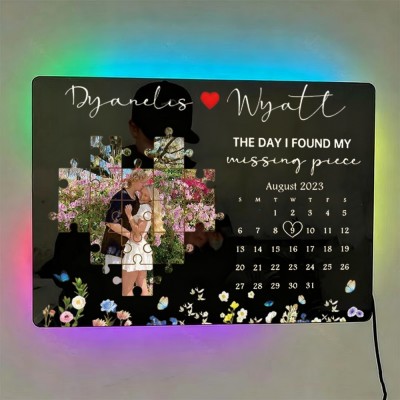 The Day I Found My Missing Piece Personalised Photo Mirror Lamp for Couples