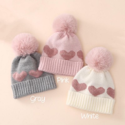 Personalized Embroidered Baby Hat With Pom Toddler Winter Beanies Baby Girl Name Beanie