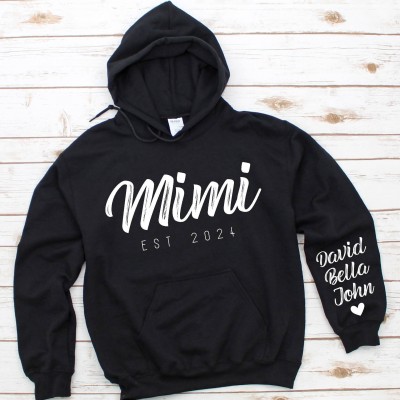 Personalized Mimi Est Date Hoodie Gift for Grandma