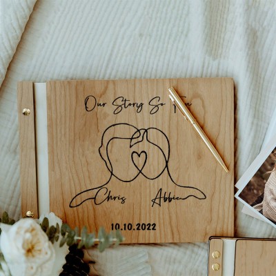 Personalised Wooden Photo Album Valentine's Day Anniversary Gift