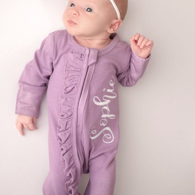 Personalised Baby Girl Coming Home Monogrammed Ruffle Romper