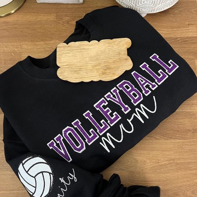 Personalised Embroidered  Volleyball Mum Sweatshirt With Kids Name on Sleeve
