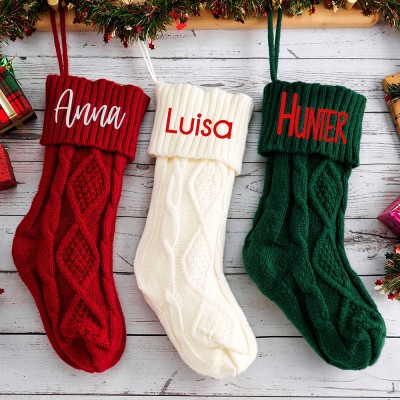Personalised Embroidered Christmas Stockings Holiday Stocking Decor Gift